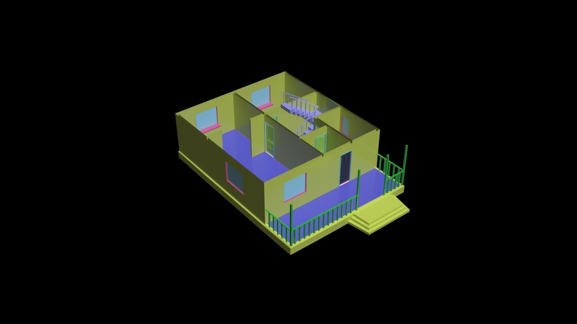 Two-storey house 3D model_2