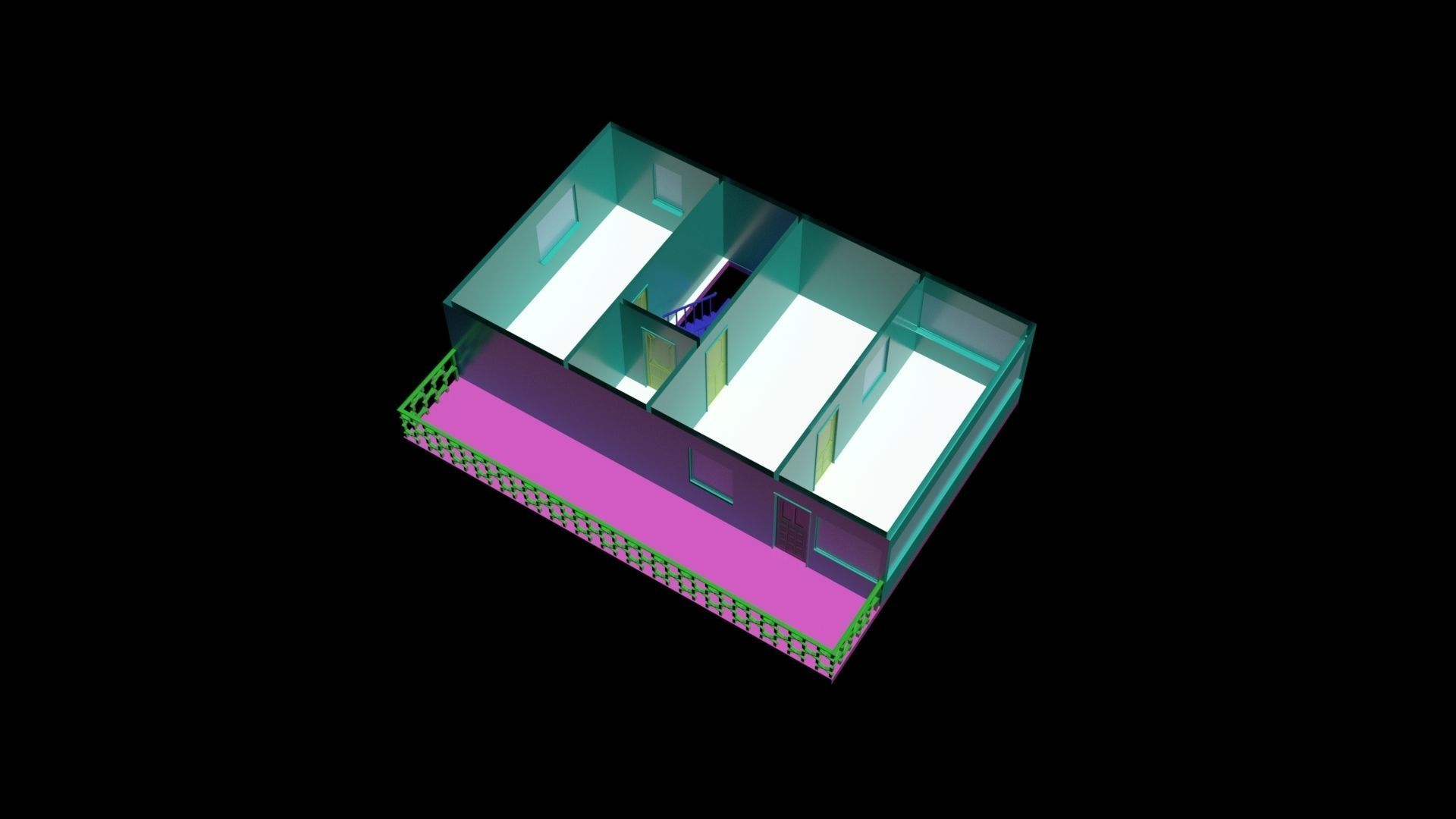 Two-storey house 3D model_4