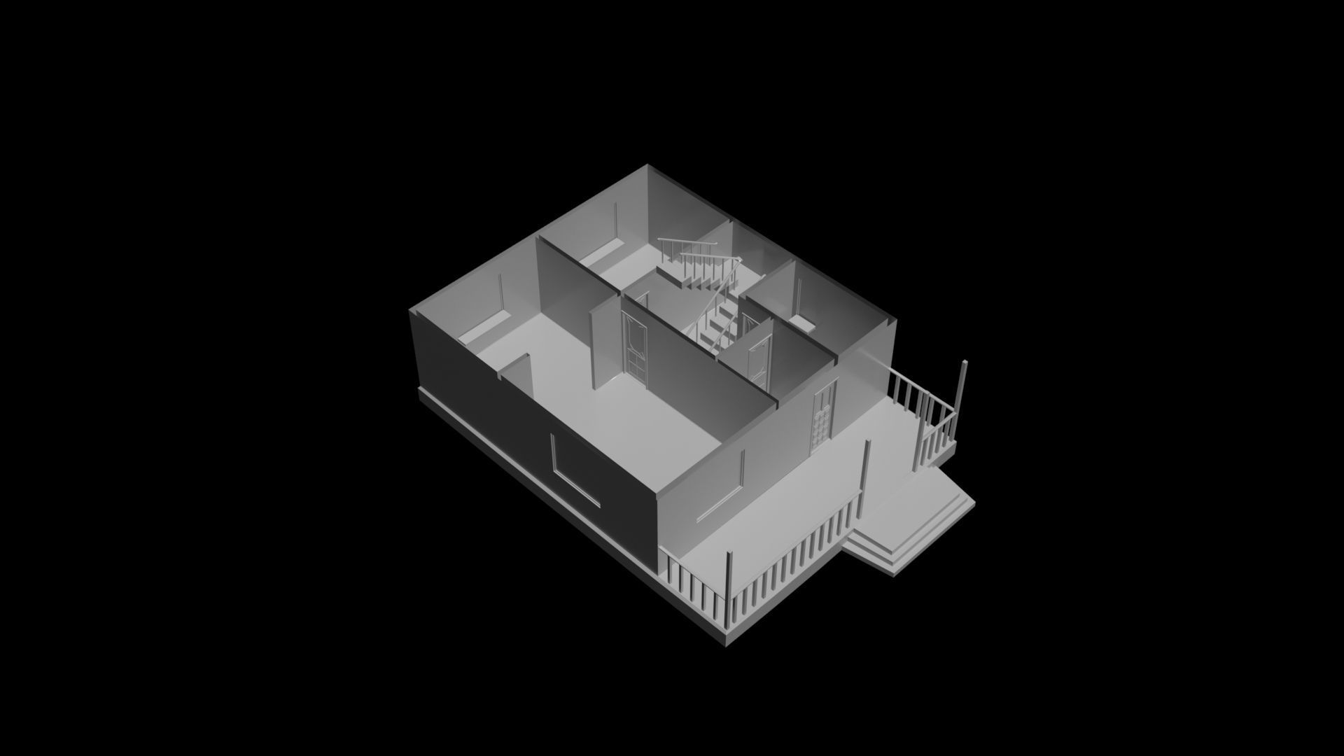 Two-storey house 3D model_3