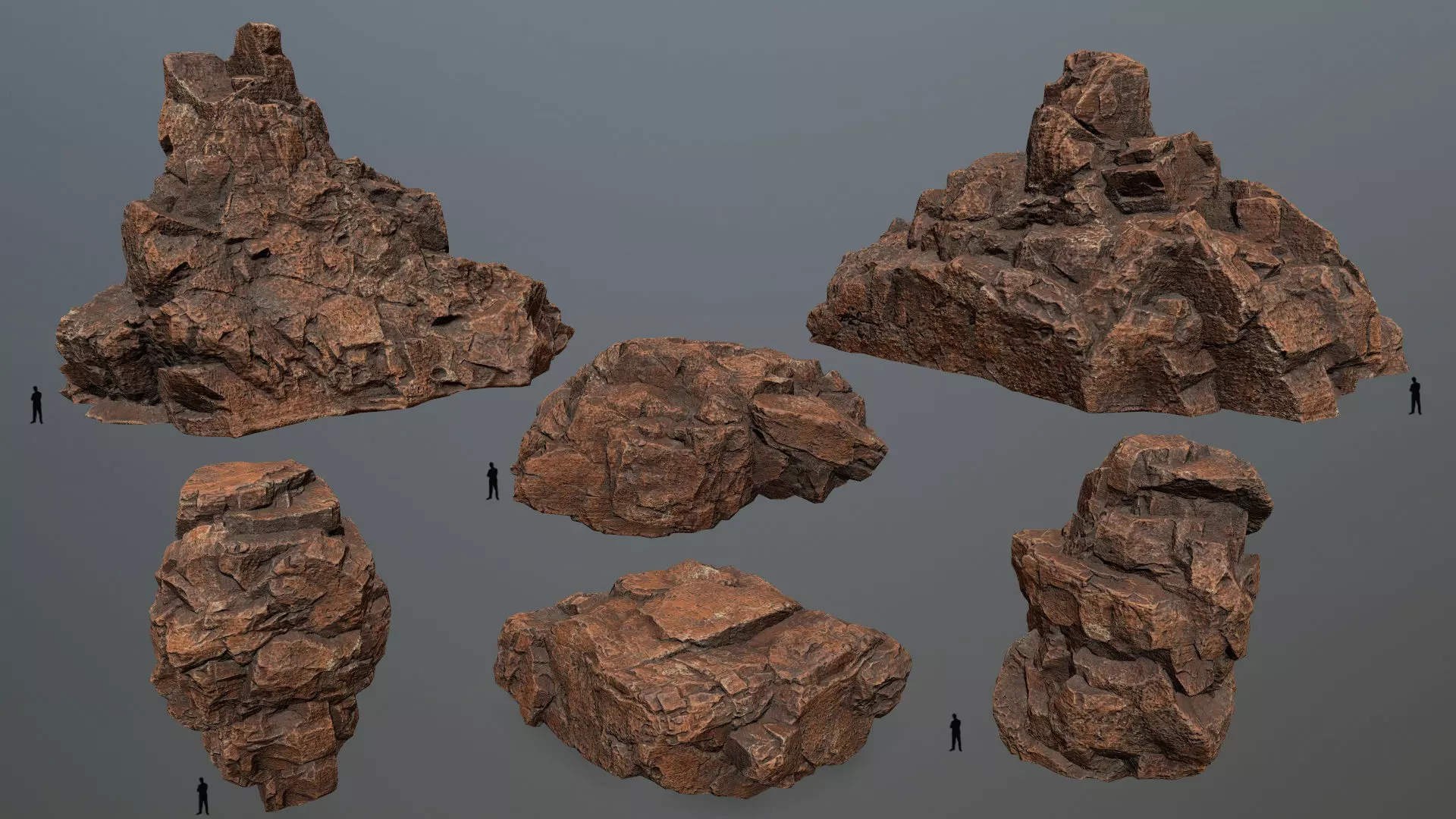 desert rocks set Low-poly 3D model_0