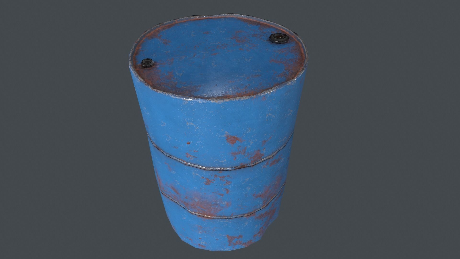 Metal Barrel Damaged VR PBR Low-poly 3D model_4
