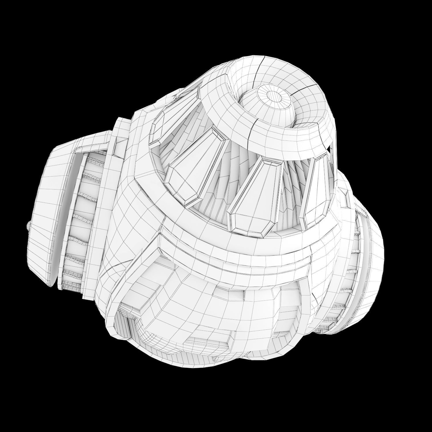 Robot orange and spacecraft 3D model_6