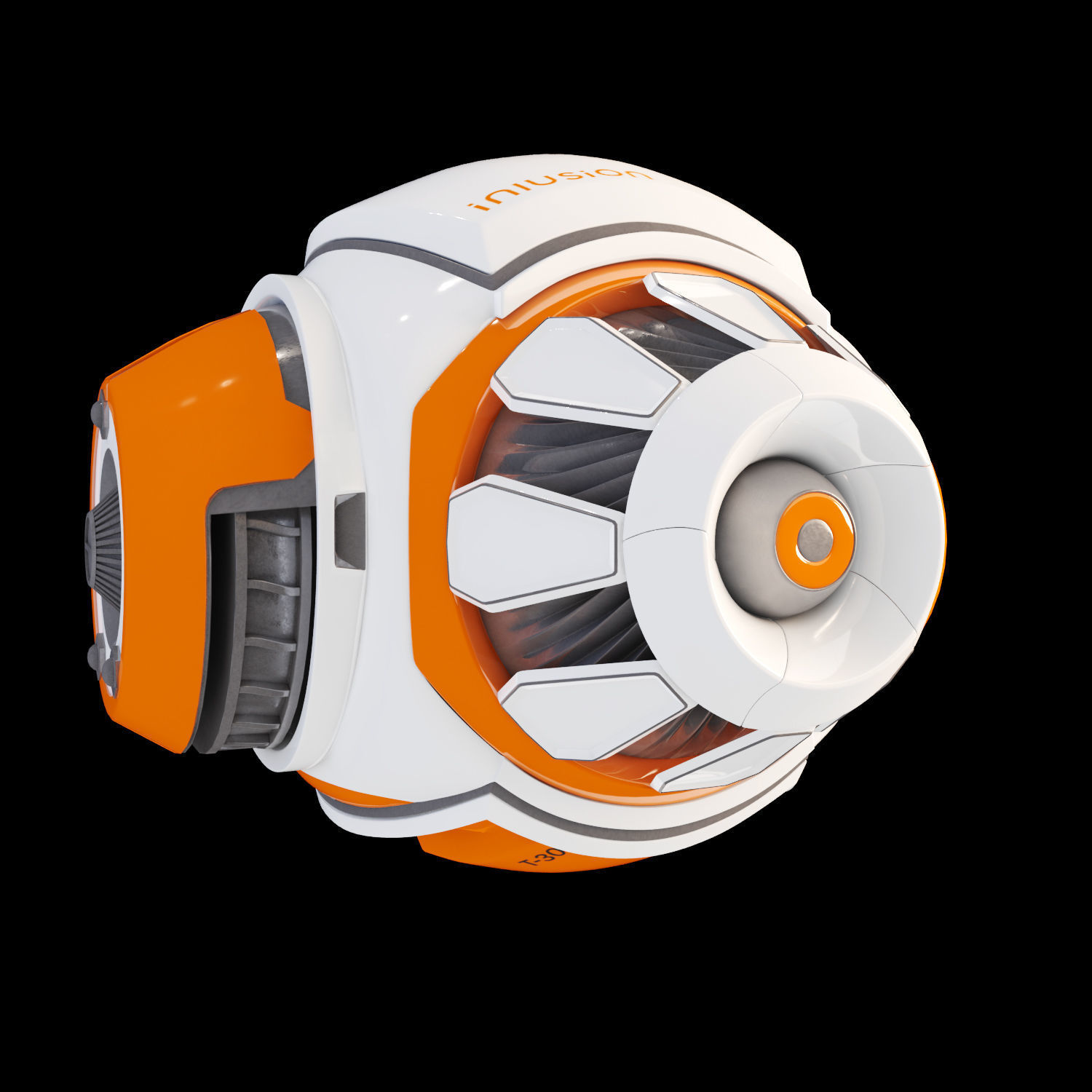 Robot orange and spacecraft 3D model_4