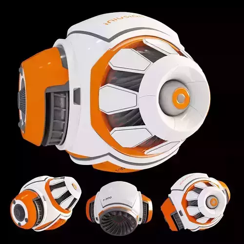 Robot orange and spacecraft 3D model