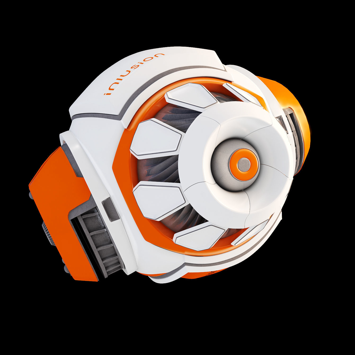 Robot orange and spacecraft 3D model_3