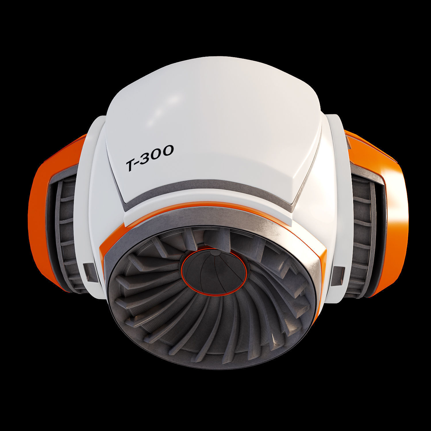 Robot orange and spacecraft 3D model_2