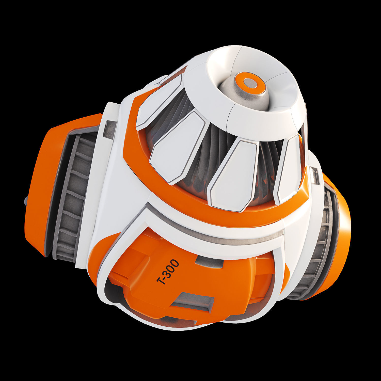 Robot orange and spacecraft 3D model_5