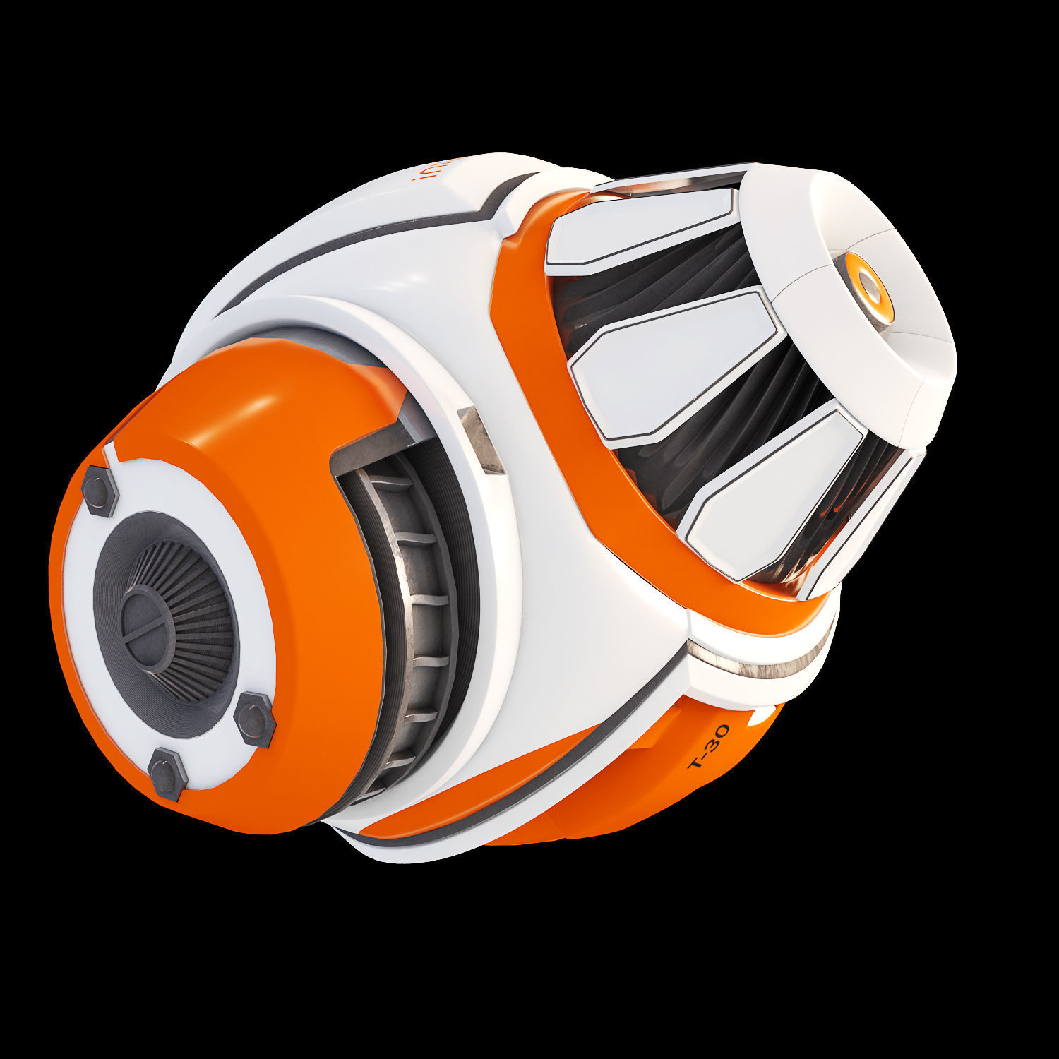 Robot orange and spacecraft 3D model_1