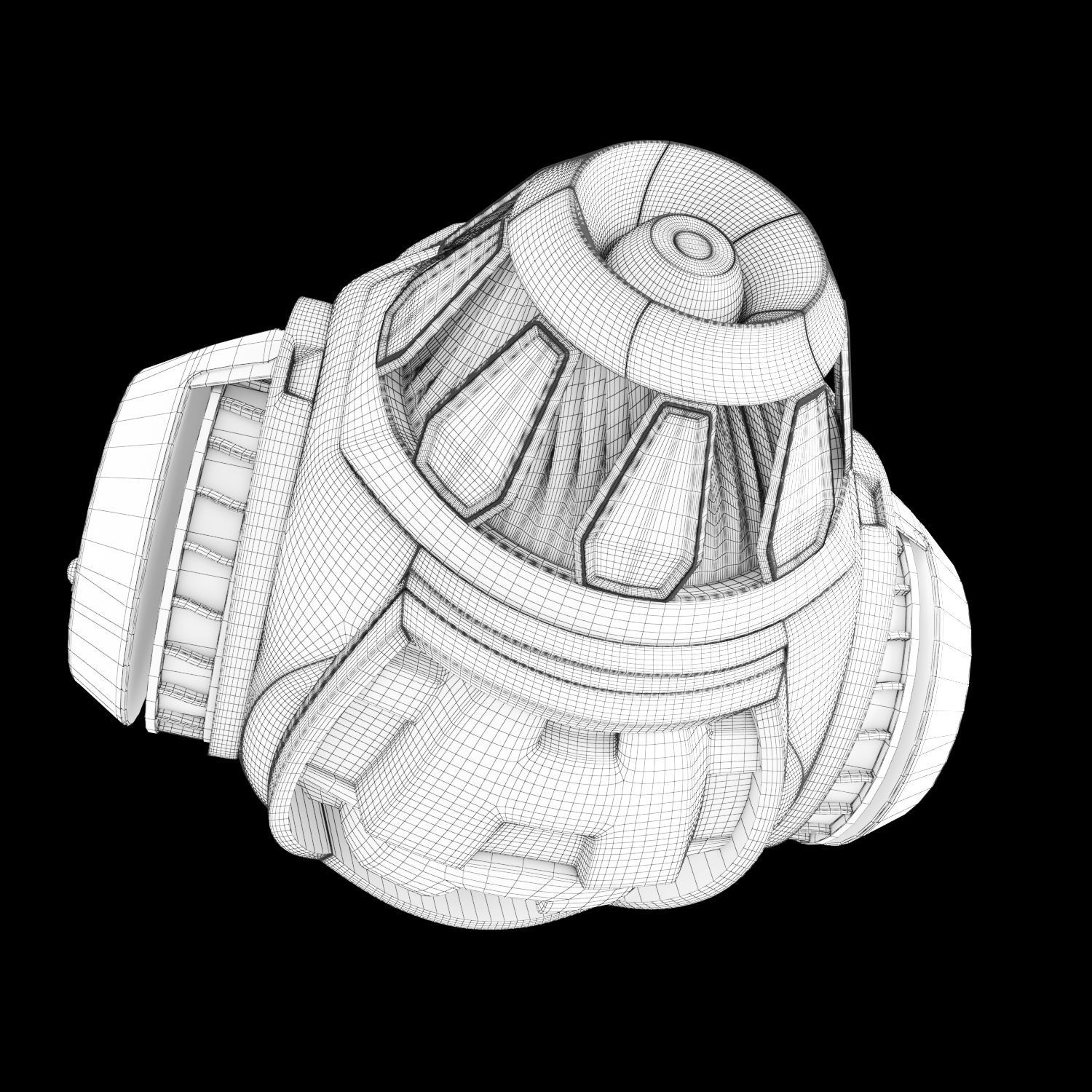 Robot orange and spacecraft 3D model_7