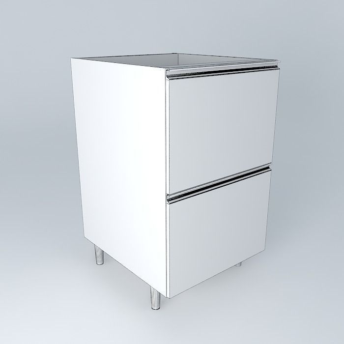 Counter with 2 drawers Free 3D model_3