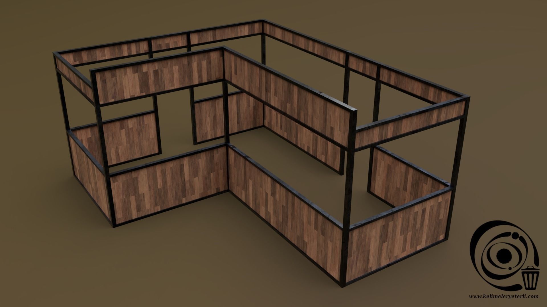 Stall stand 15 4in1 R - 4 PBR Texture 1 Model Low-poly 3D model_1