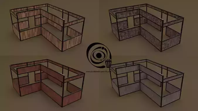 Stall stand 15 4in1 R - 4 PBR Texture 1 Model Low-poly 3D model