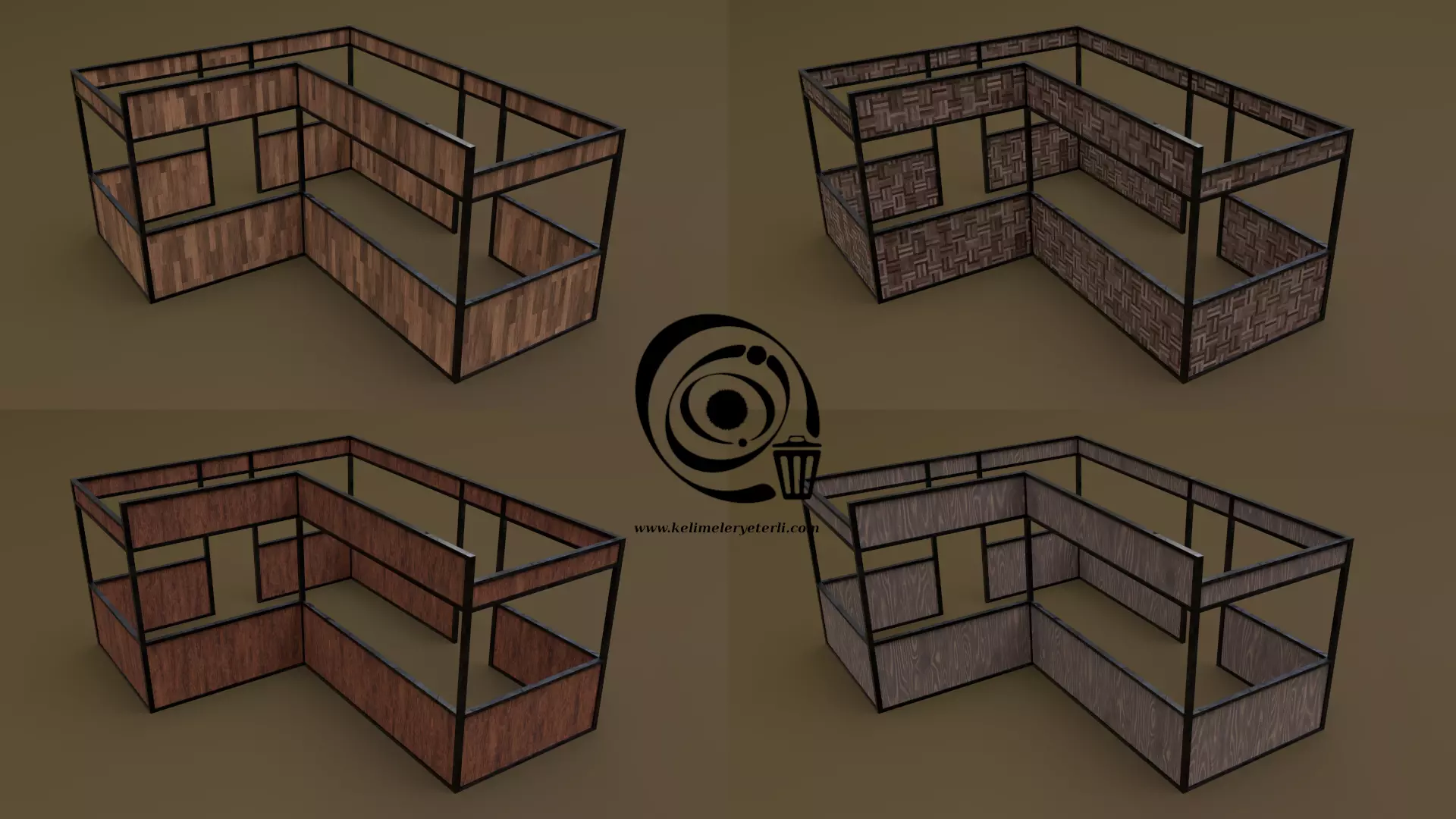 Stall stand 15 4in1 R - 4 PBR Texture 1 Model Low-poly 3D model_0