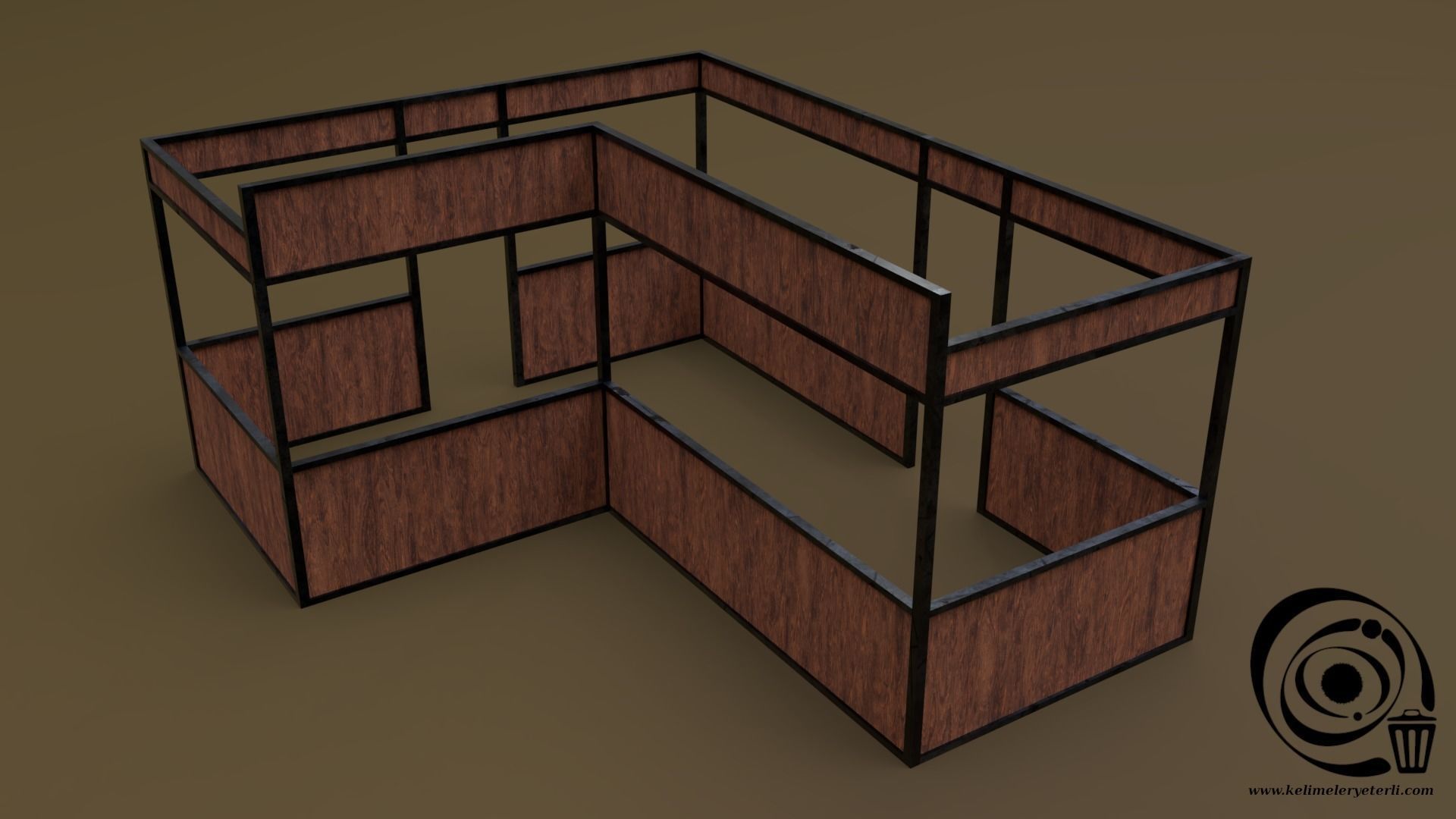 Stall stand 15 4in1 R - 4 PBR Texture 1 Model Low-poly 3D model_8