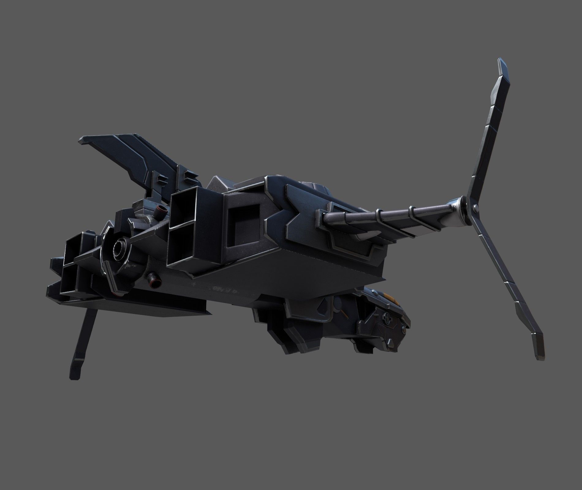 Scifi space ship Starship 3D model Low-poly 3D model_3