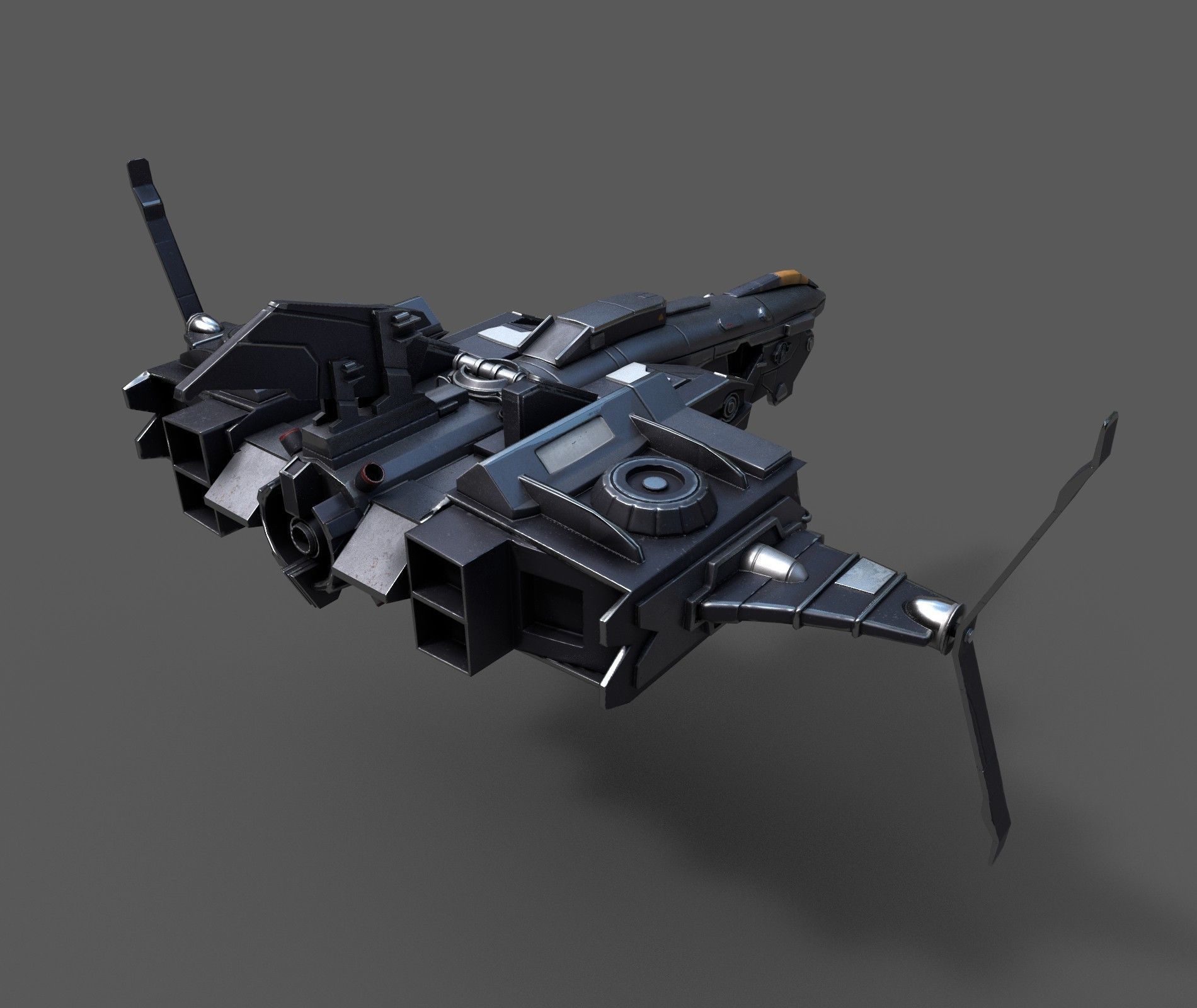 Scifi space ship Starship 3D model Low-poly 3D model_2