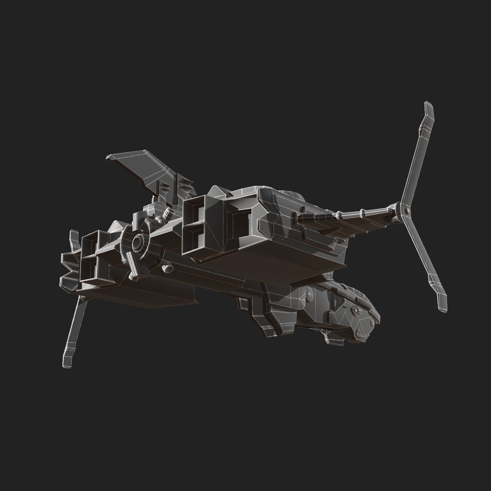 Scifi space ship Starship 3D model Low-poly 3D model_6