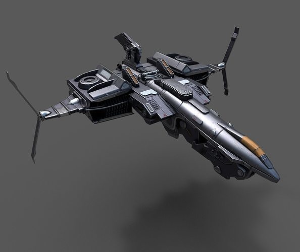 Scifi space ship Starship 3D model Low-poly 3D model