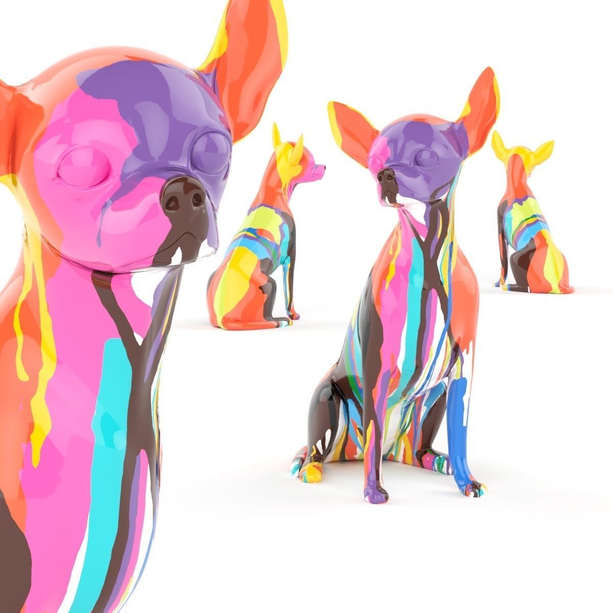 Graffiti Chihuahua 3D model_2