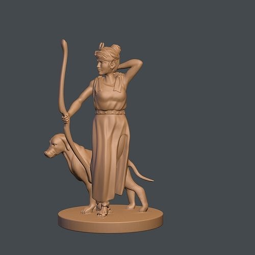 The Goddess of ARTEMIS and dog 3D print model
