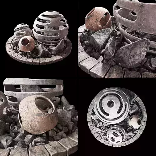 Flowerbed with stone decor