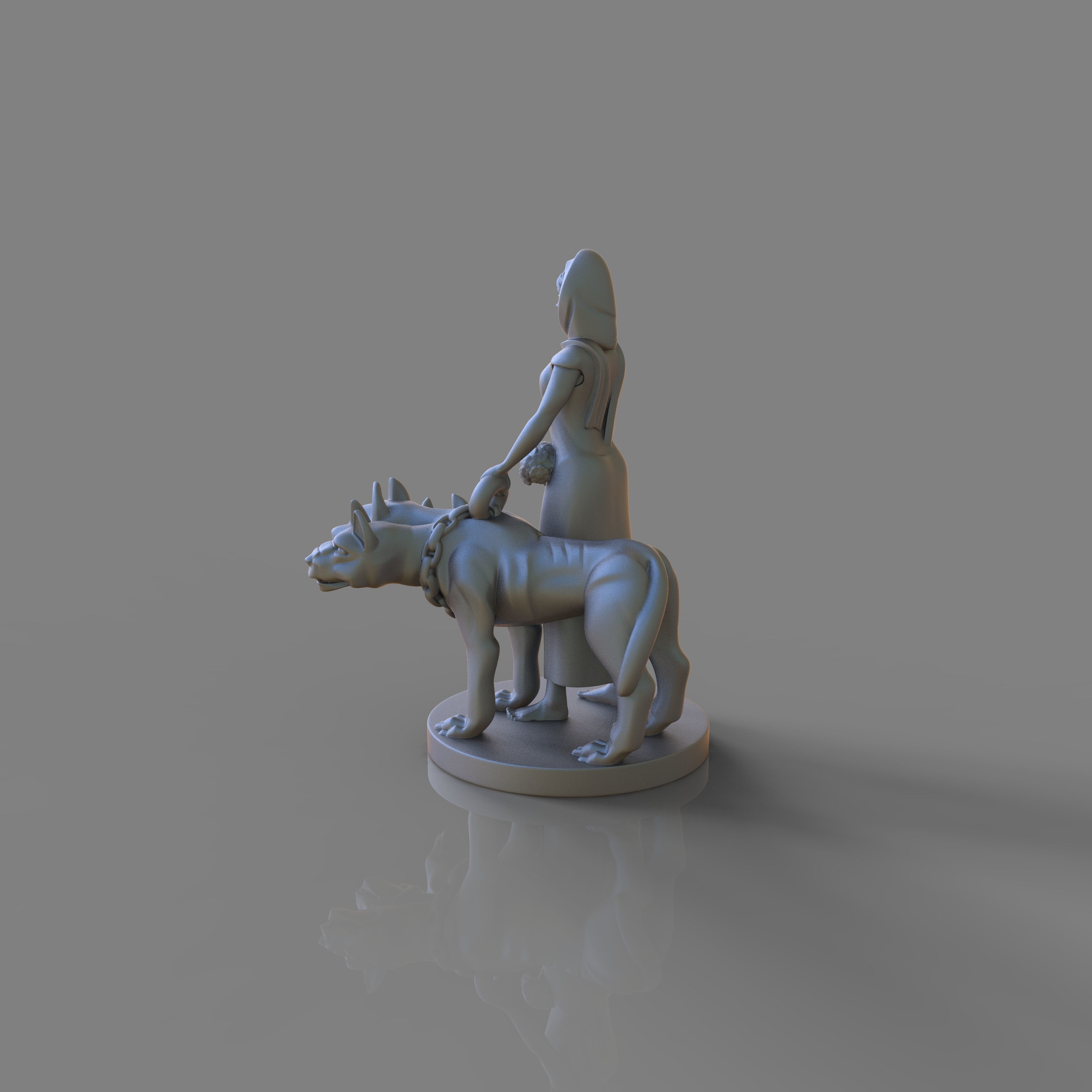 Goddess  Persephone and Cerberus 3D print model_5