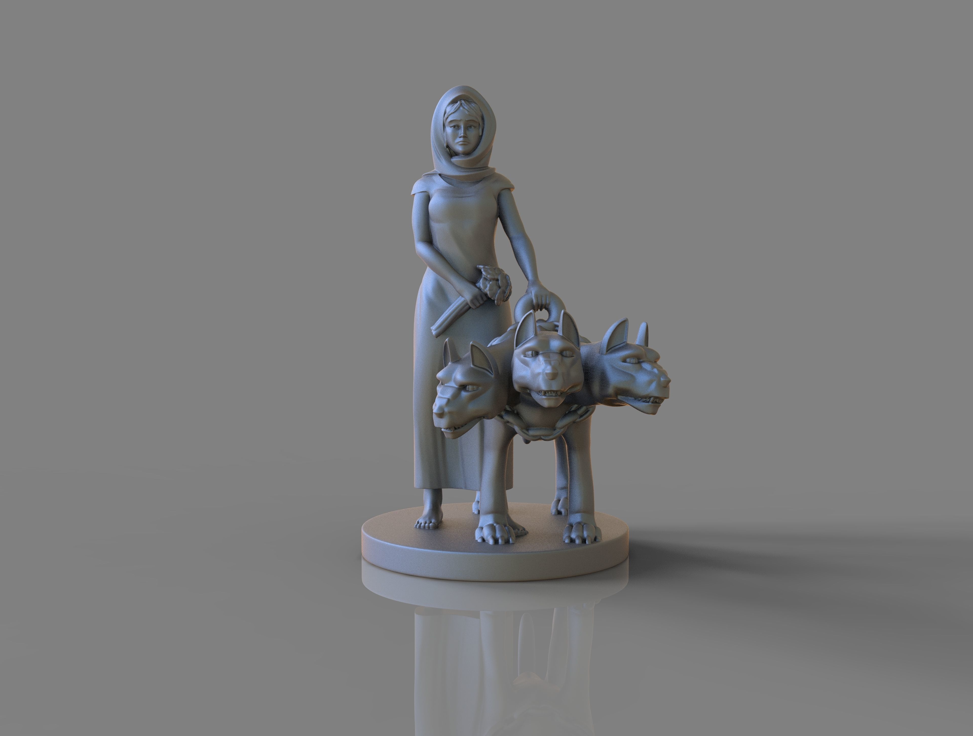 Goddess  Persephone and Cerberus 3D print model_4