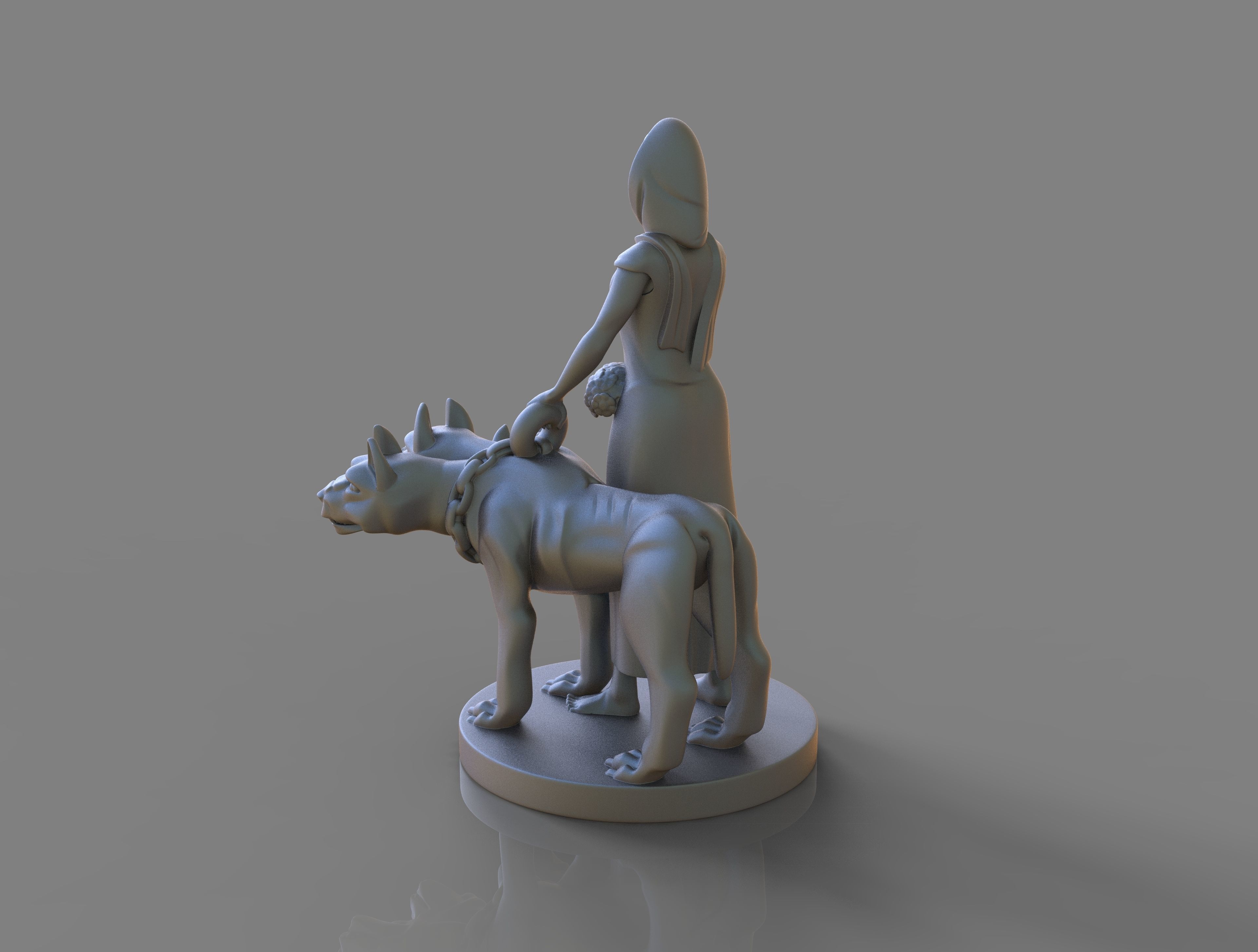 Goddess  Persephone and Cerberus 3D print model_8