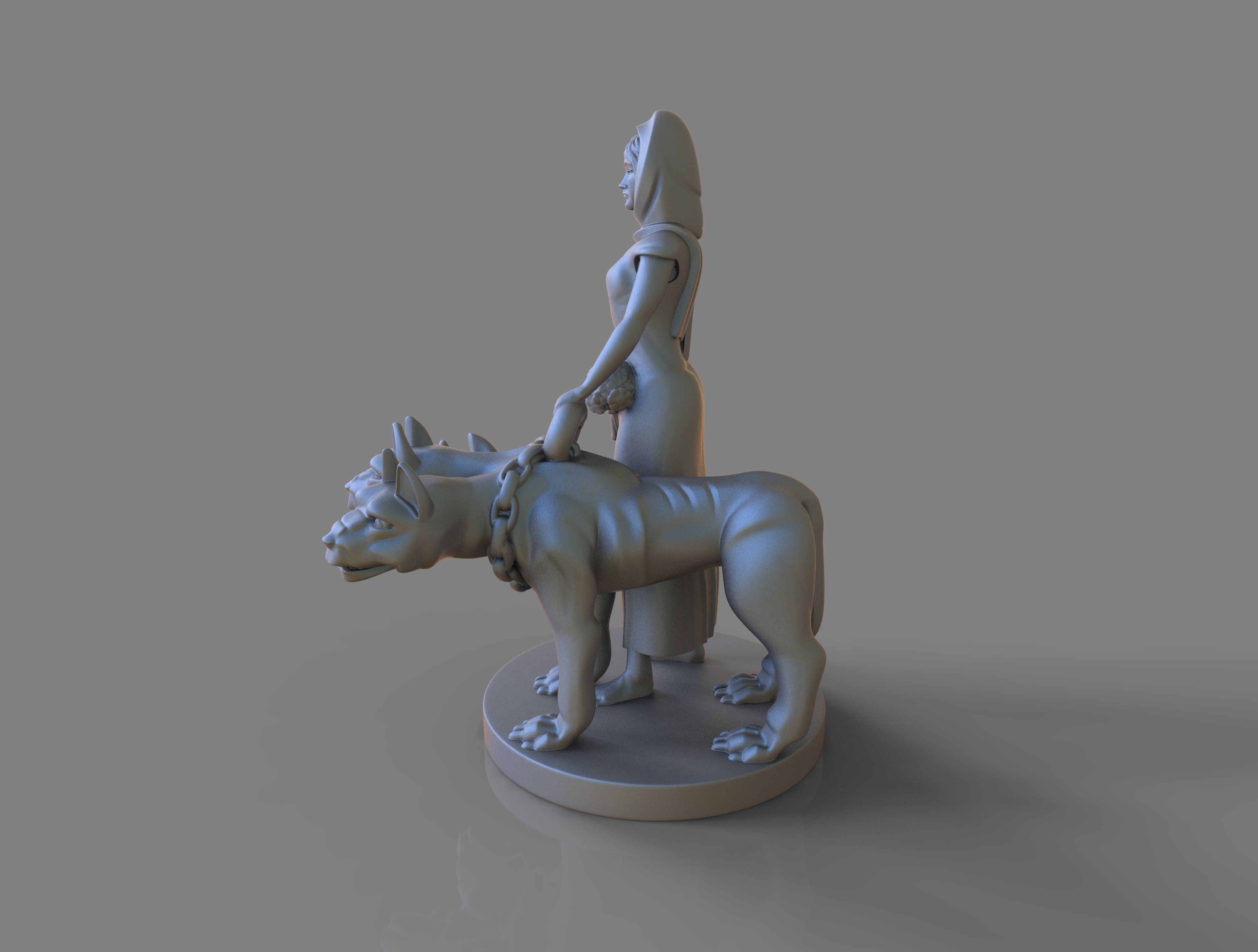 Goddess  Persephone and Cerberus 3D print model_7