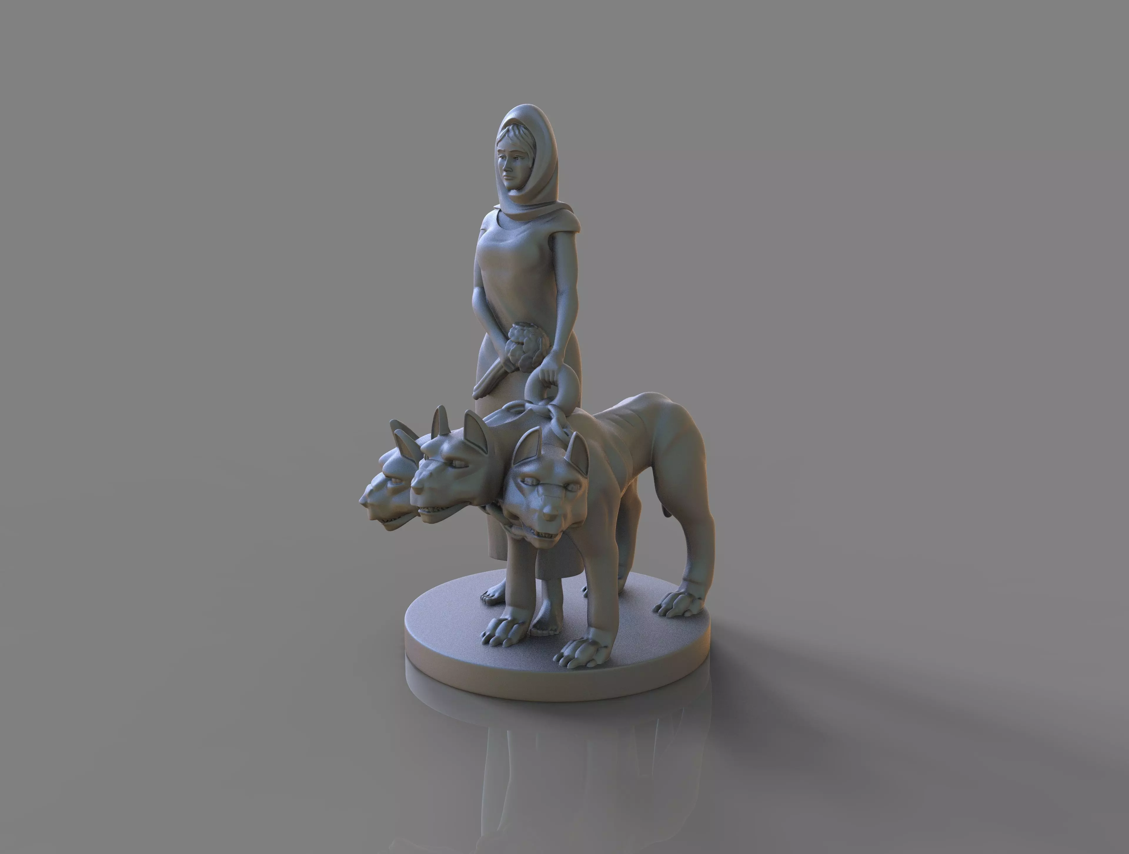 Goddess  Persephone and Cerberus 3D print model_0