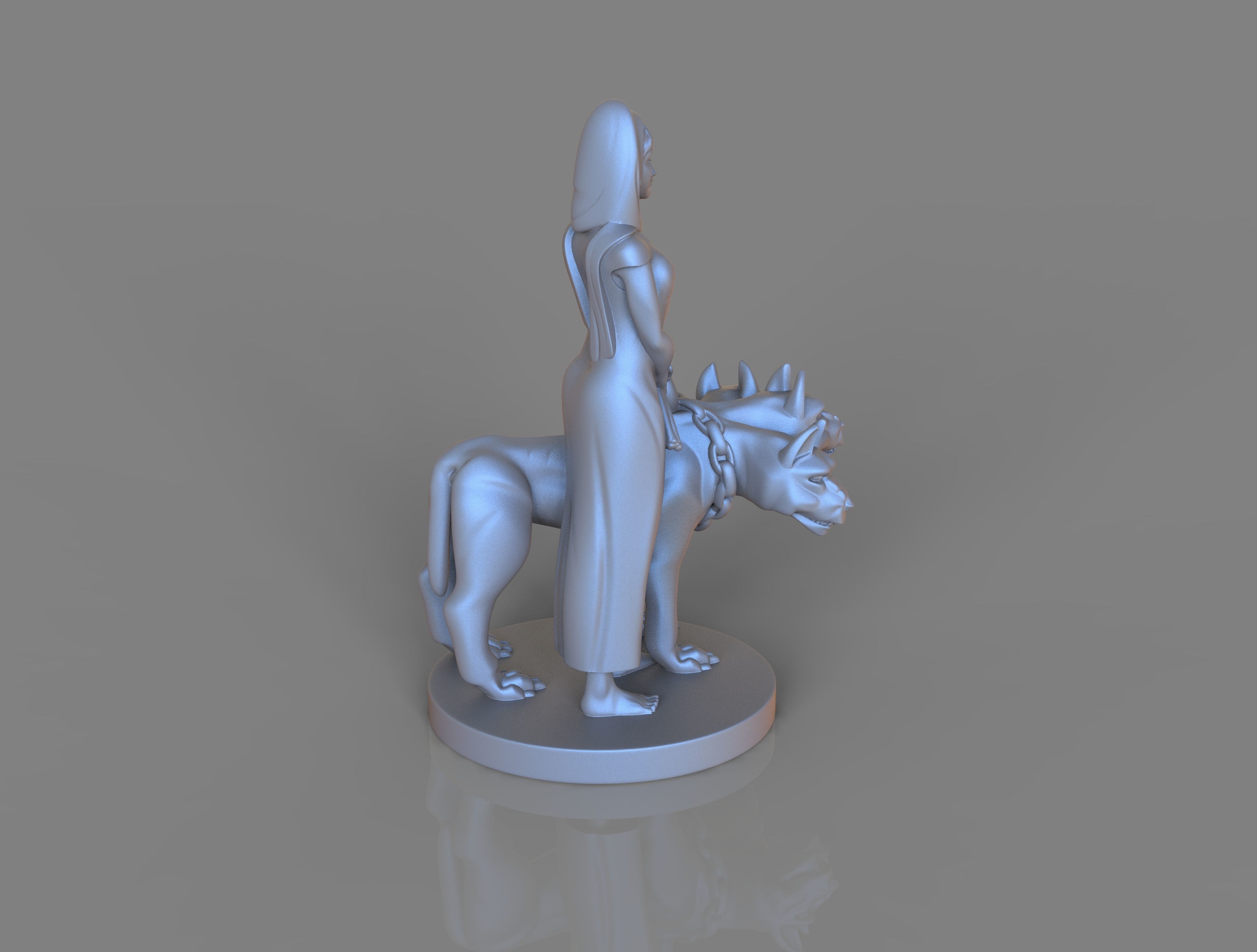 Goddess  Persephone and Cerberus 3D print model_2
