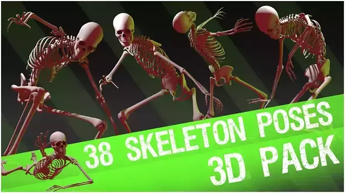 38 Skeleton Poses - 3D Pack 1 3D model