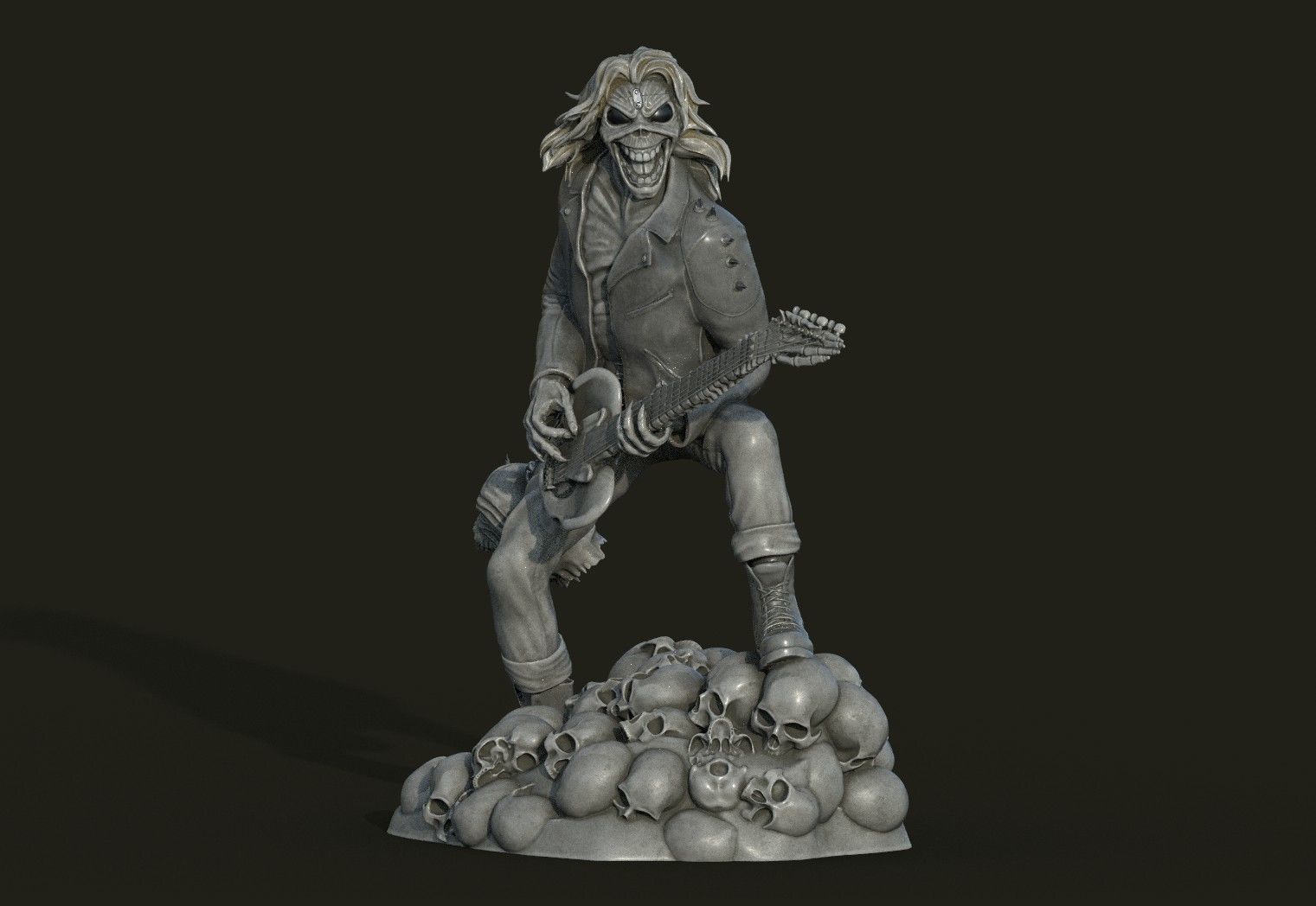 Eddie skull the form of a statuette 3D print model_9
