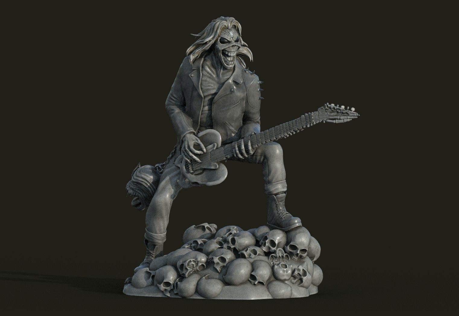 Eddie skull the form of a statuette 3D print model_8