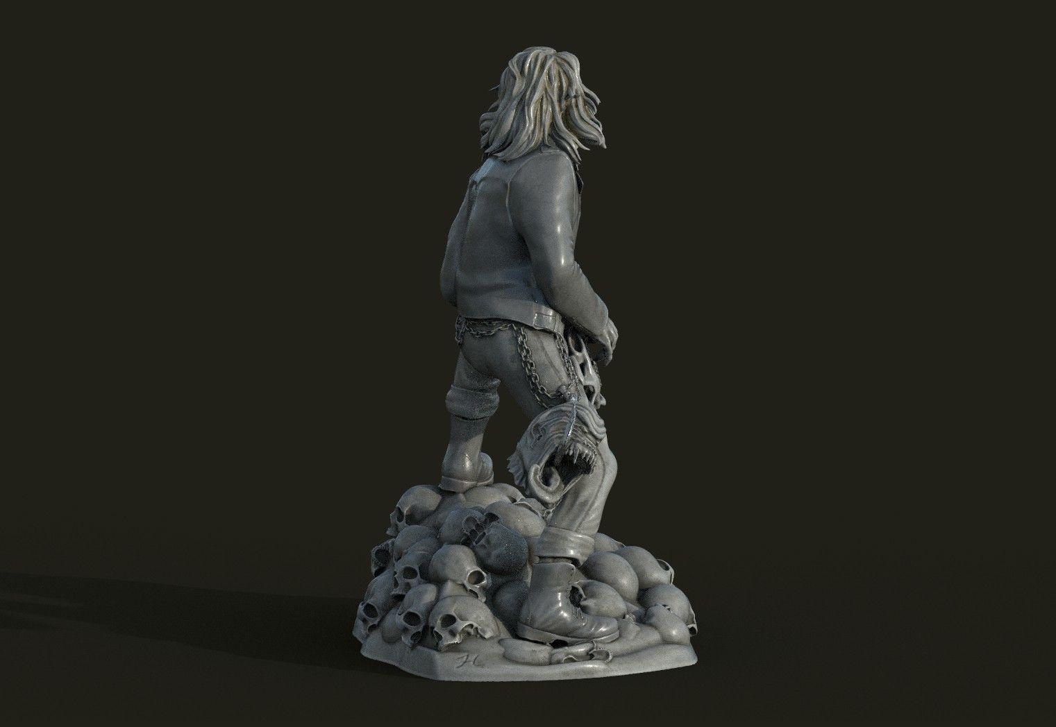 Eddie skull the form of a statuette 3D print model_12