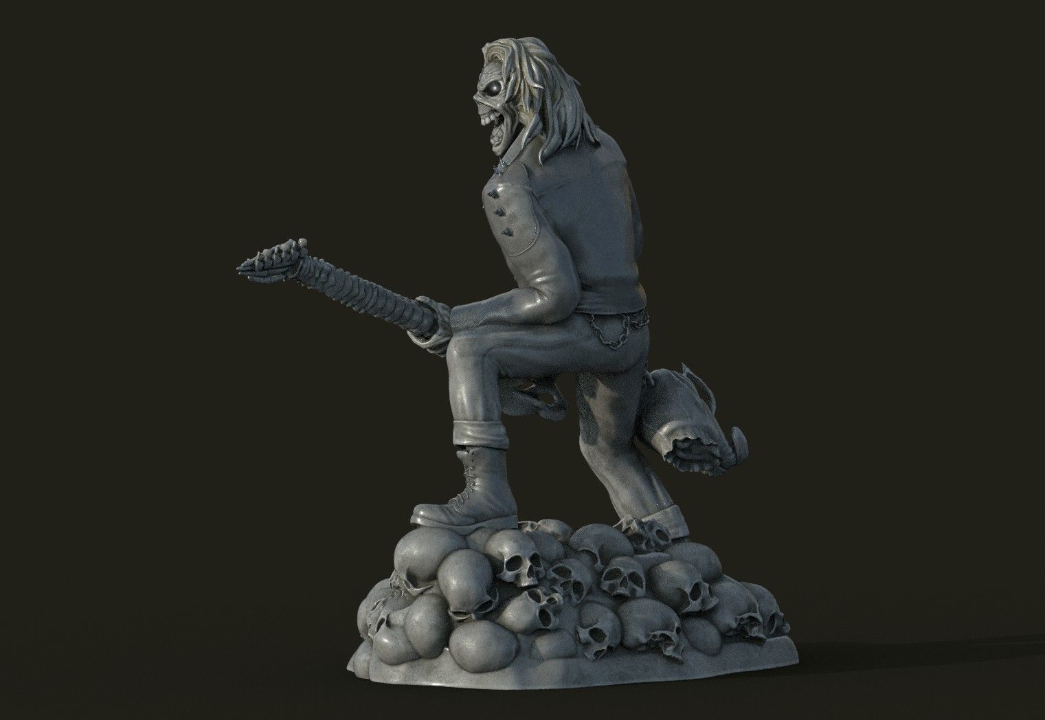 Eddie skull the form of a statuette 3D print model_10