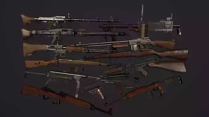 Ultimate ww2 weapons pack Low-poly 3D model