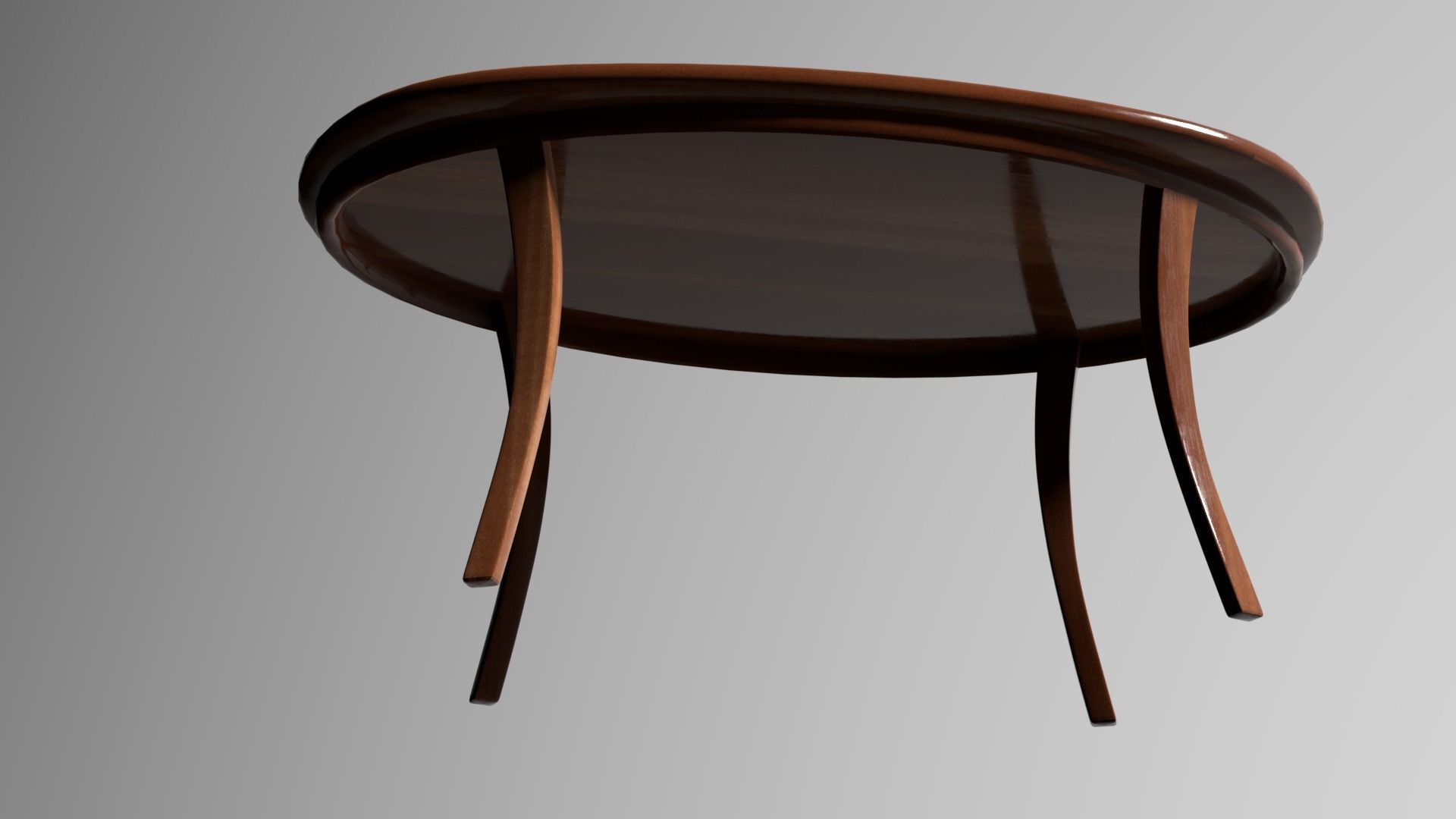 TABLE oval with wooden top 3D model_3