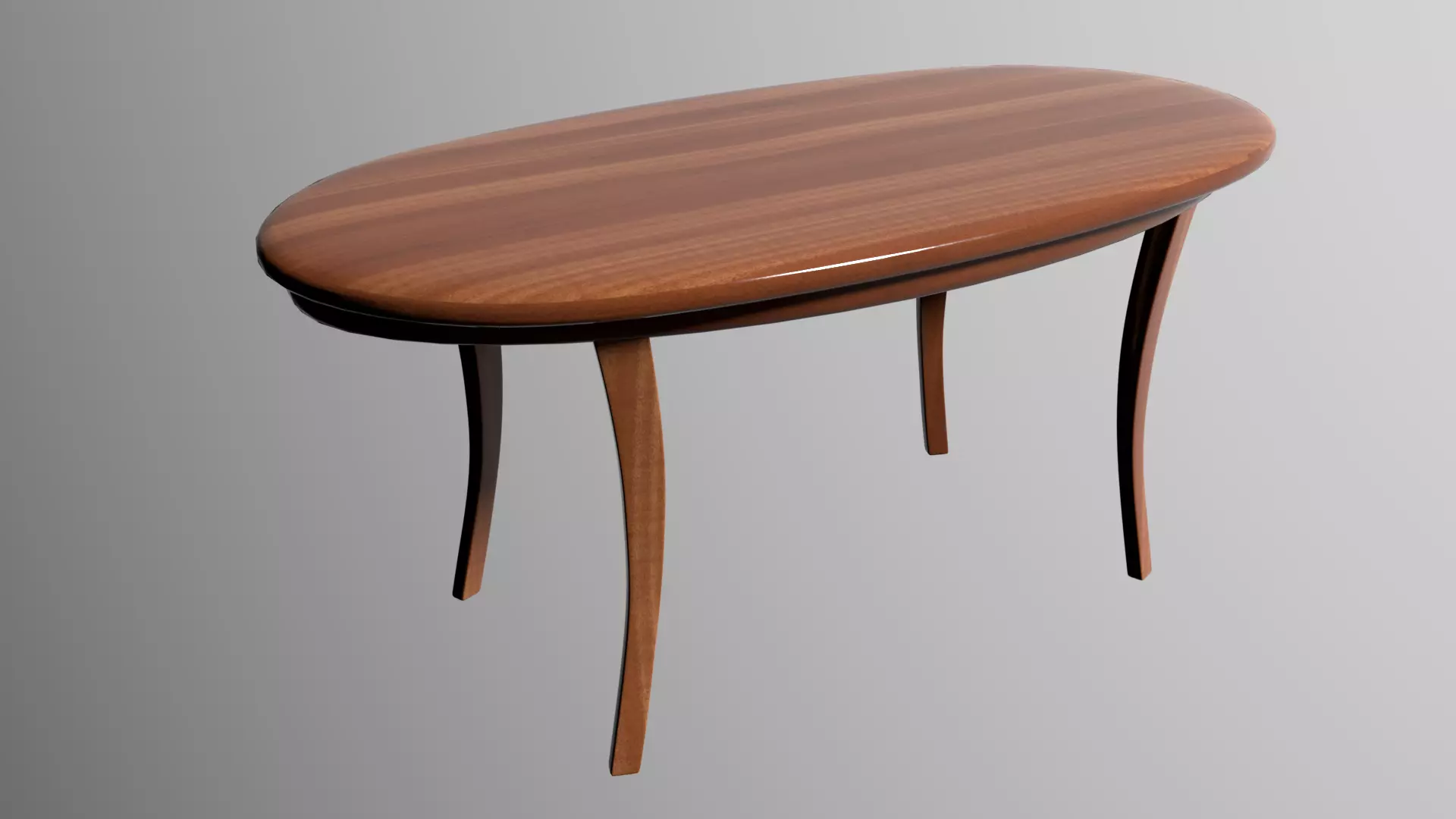 TABLE oval with wooden top 3D model_0