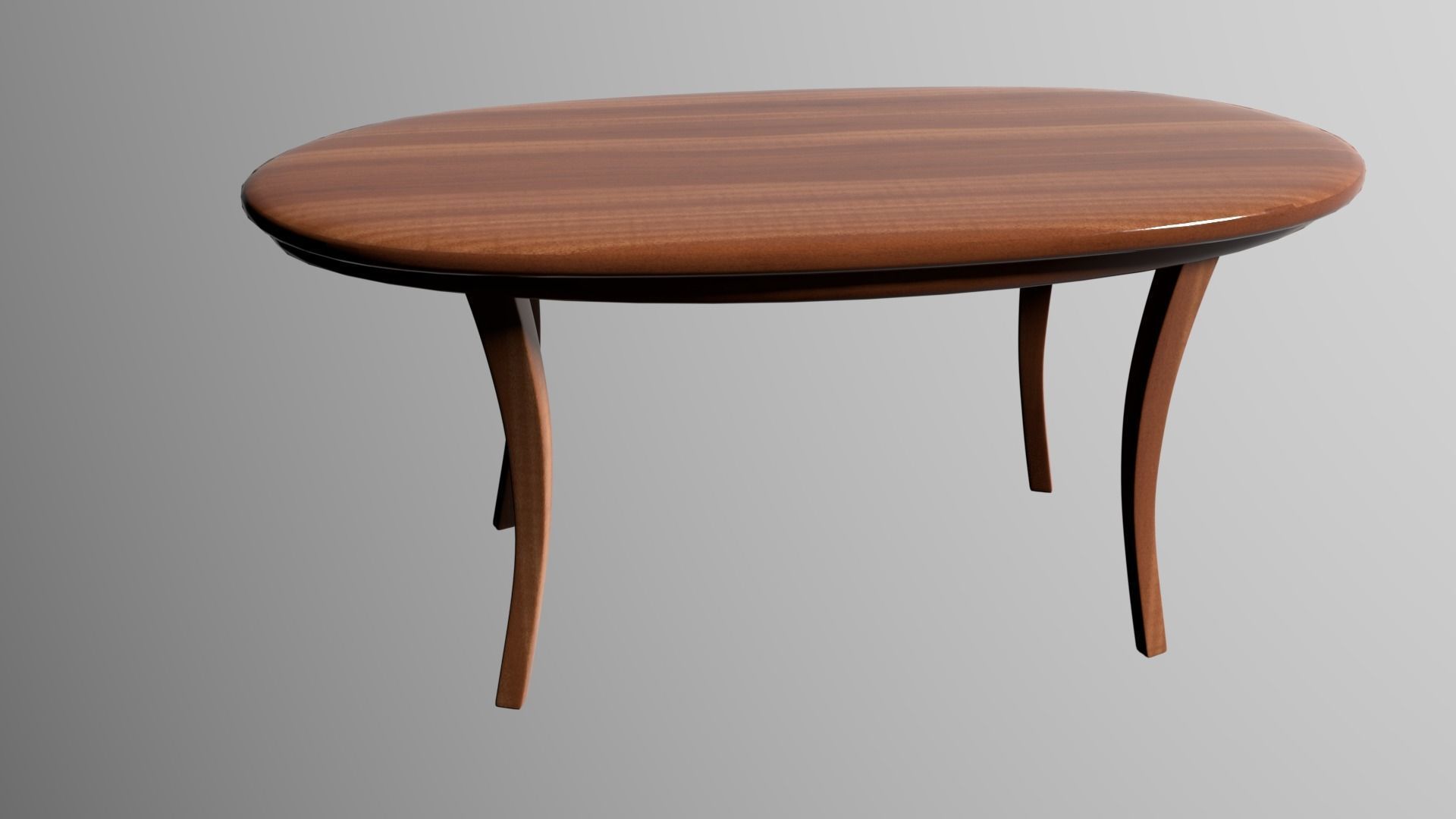 TABLE oval with wooden top 3D model_1
