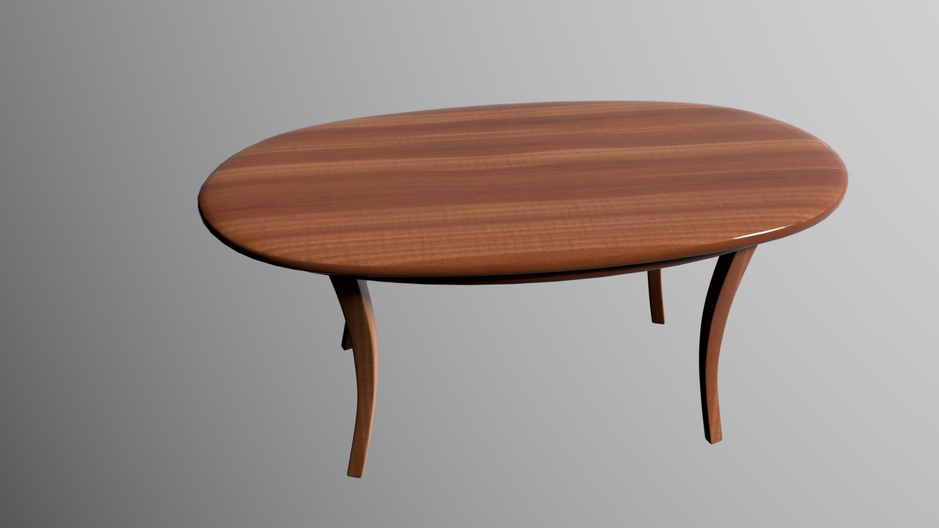 TABLE oval with wooden top 3D model_2