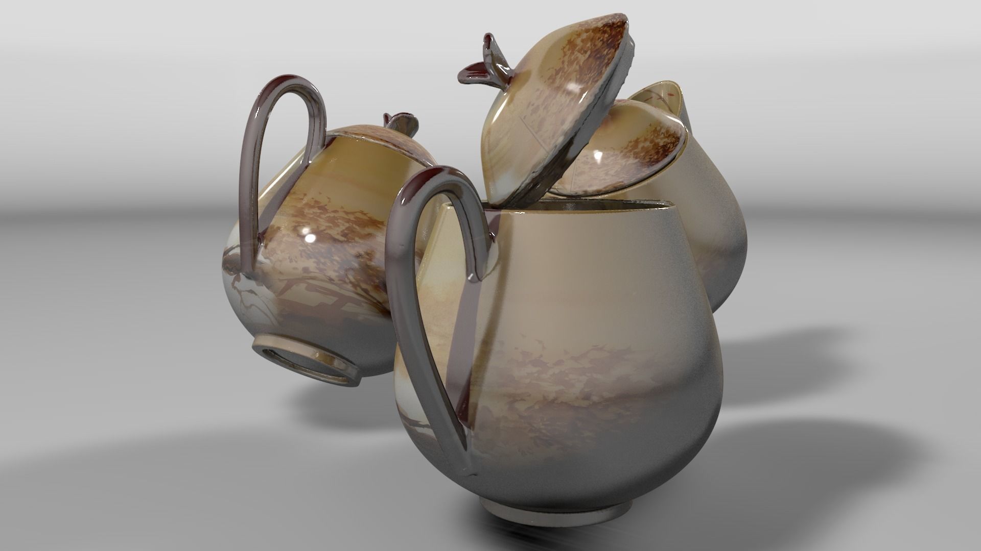 Vintage china coffee set - kit 3D model_40