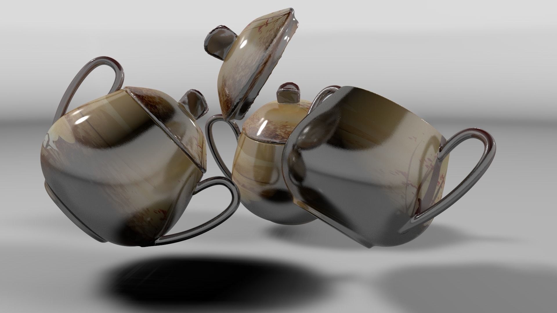 Vintage china coffee set - kit 3D model_49