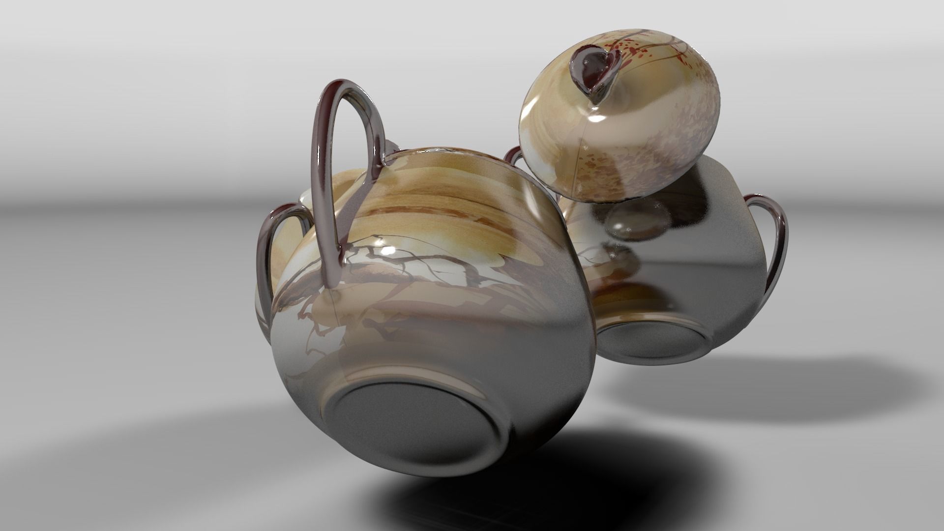 Vintage china coffee set - kit 3D model_46