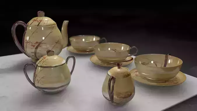 Vintage china coffee set - kit 3D model