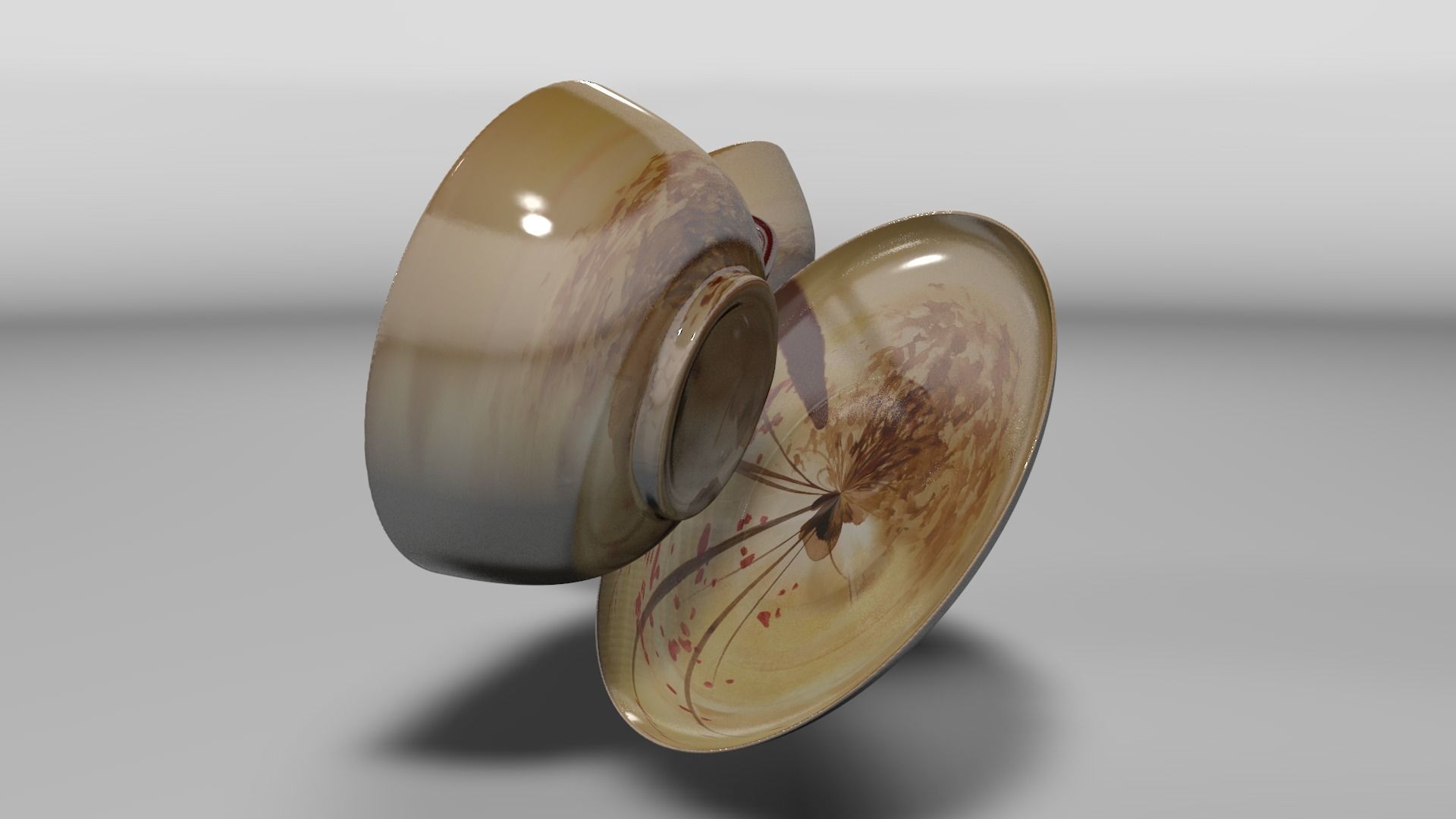 Vintage china coffee set - kit 3D model_31