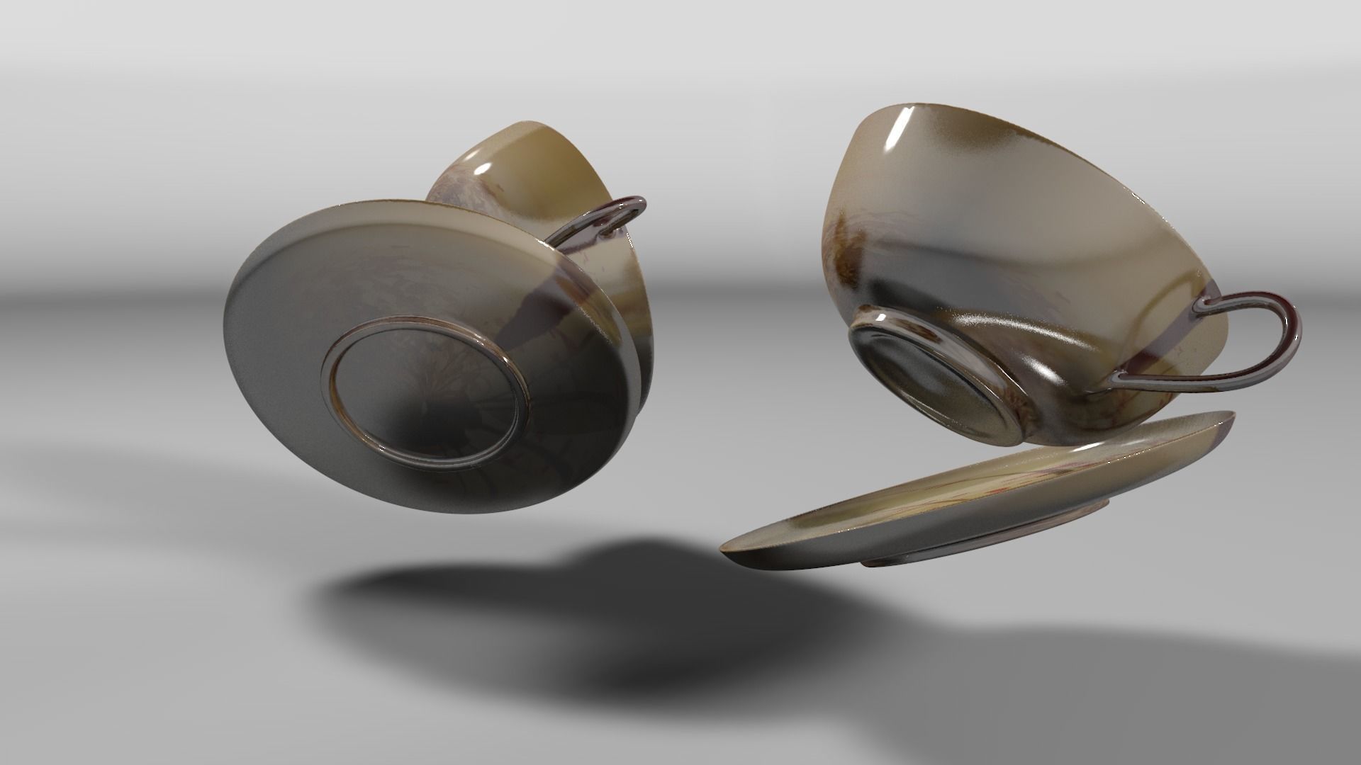 Vintage china coffee set - kit 3D model_32