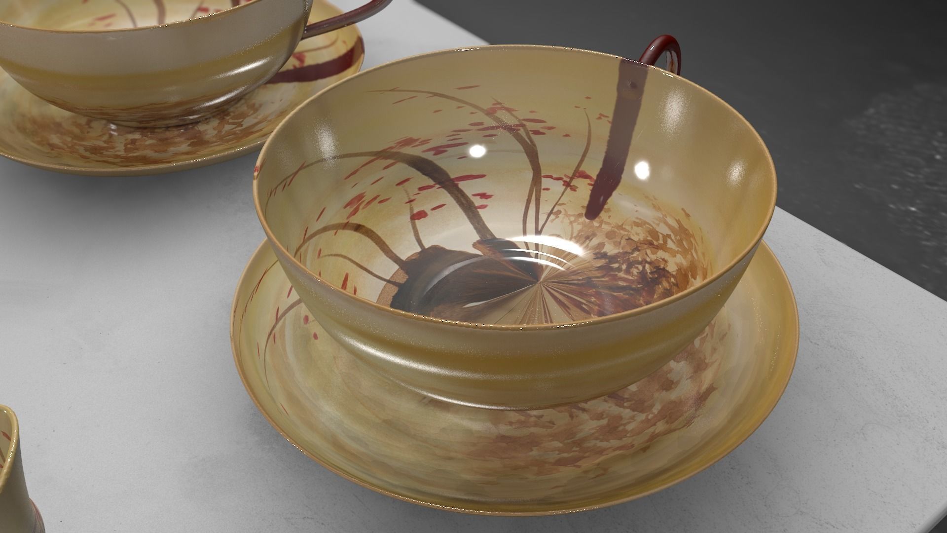 Vintage china coffee set - kit 3D model_26