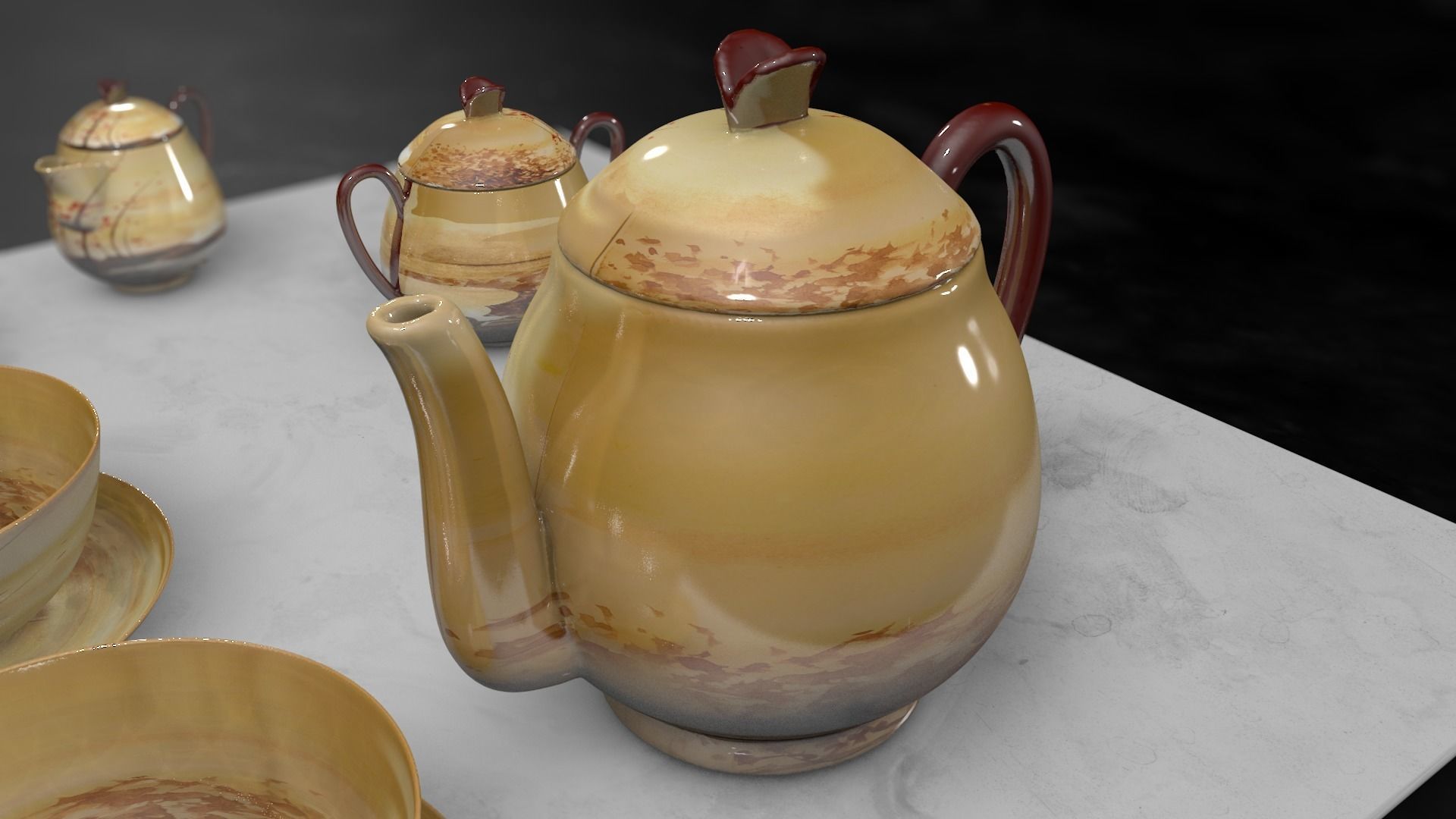 Vintage china coffee set - kit 3D model_27