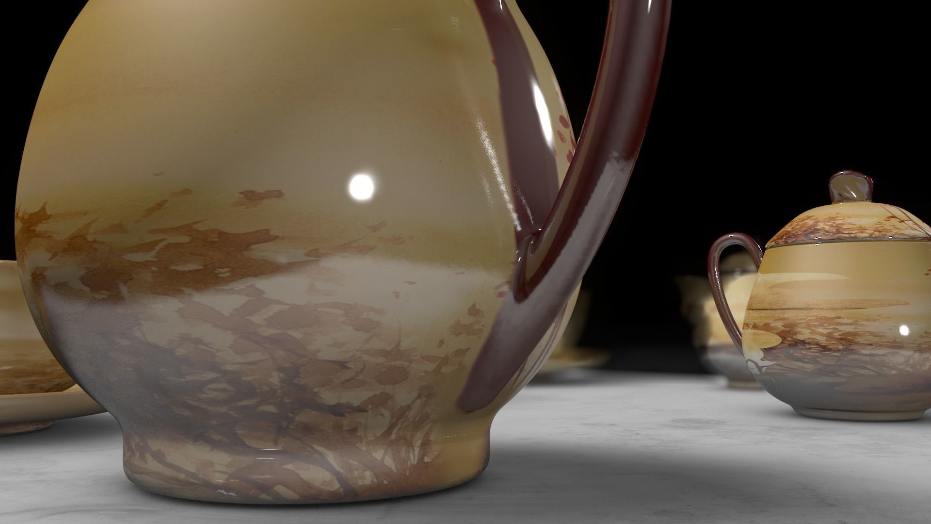 Vintage china coffee set - kit 3D model_6